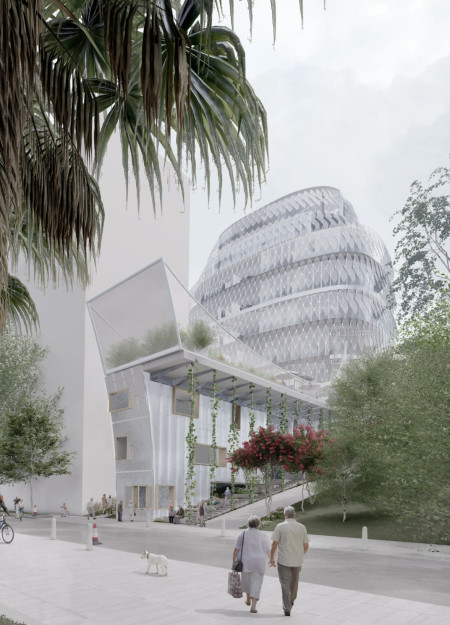 Curvilinear Structure Enhanced with Green Roofs and Sustainable Materials for Community Living