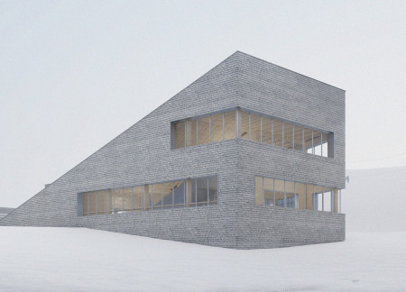 Geothermal Retreat Enveloped in Textured Concrete and Natural Timber