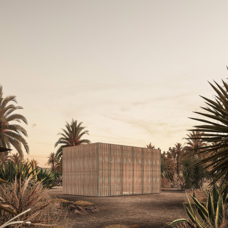 Crafted from Stabilized Earth and Palm Wood to Support Artisan Living and Weaving