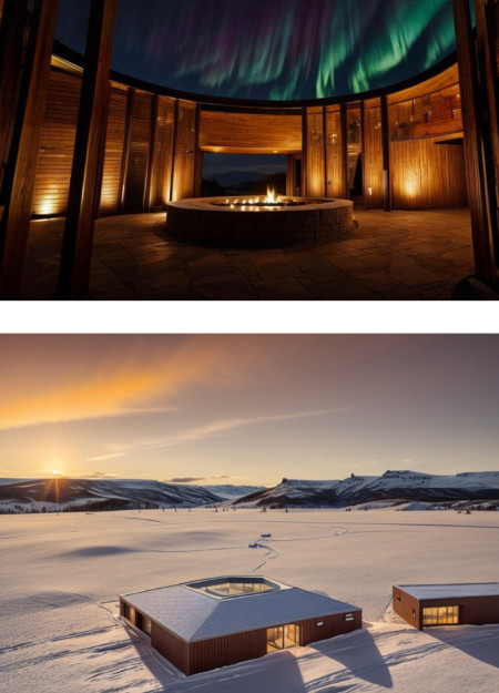 Emphasizing Community with Concrete and Wood Cladding in a Winter Retreat Structure