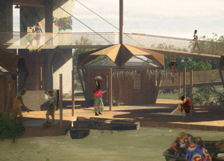 Charred Wooden Shingles Anchoring Resilient Modular Housing Along the Waterfront