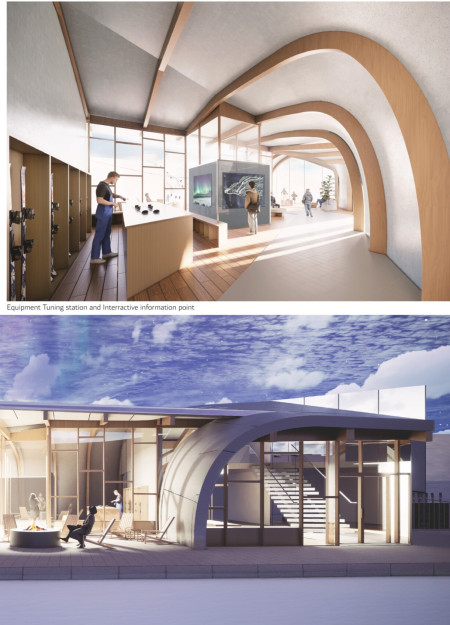 Reflective Concrete Shelters Amidst Volcanic Landscapes with Sustainable Timber Elements