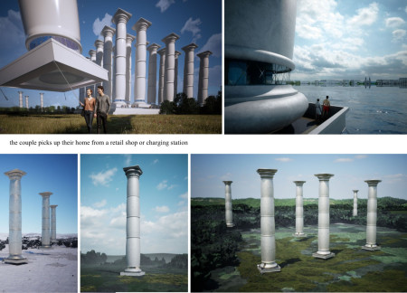 Elevated Living Units Crafted from Carbon Fiber and Aerostatic Materials