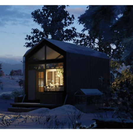 Charred Wooden Shingles and Cross-Laminated Timber Panels in a Flexible Microhome Design