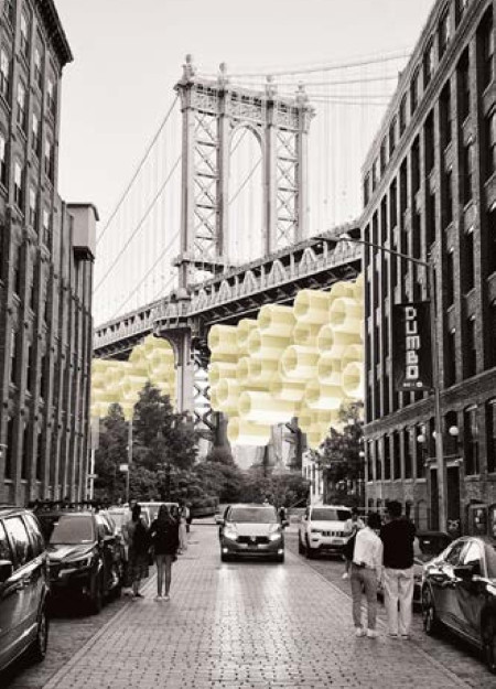 Modular Living Spaces Featuring Hexagonal Steel and Glass at Urban Bridge Sites