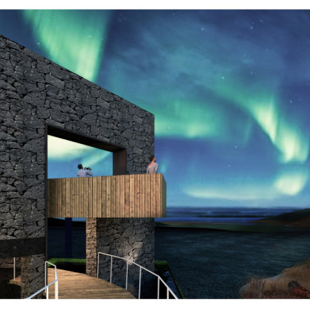 Volcanic Stone and Timber Cladding Form a Wellness Retreat Integrated with the Icelandic Landscape