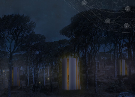 Cylindrical Home Crafted with Quadcore Panels and Eco-Friendly Materials Nestled in Forest Environment