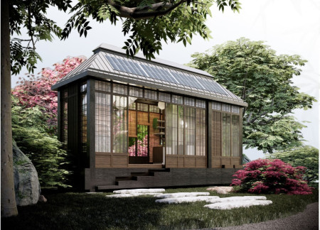 Charred Wood Panels and Bamboo Flooring in a Compact Sustainable Home