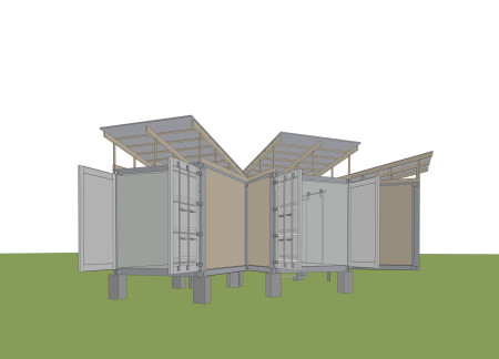 Charred Wooden Shingles and Shipping Containers Forming Flexible Urban Housing Solutions