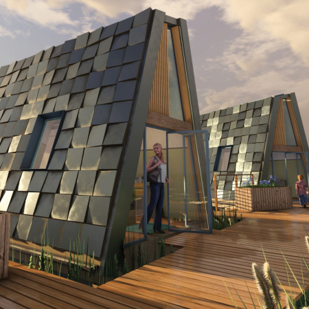 Constructed Wetland Housing with Rainscreen Cladding and Sustainable OSB Panels