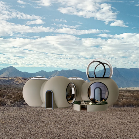 Spherical Design Crafted from 3d Printed Concrete with Expansive Glass Panels