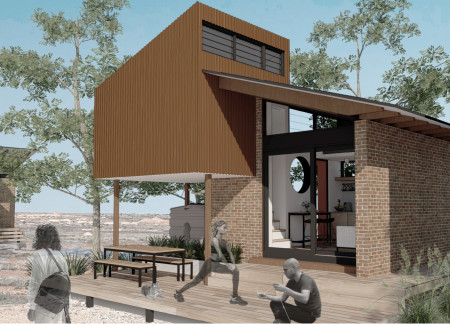 Charred Wooden Shingles and Elevated Design for Sustainable Community Living