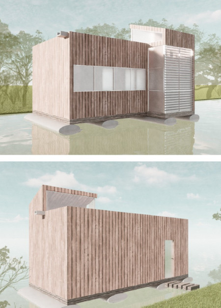 Floating Dwellings Constructed with Local Timber and Sustainable Design Principles Along the River