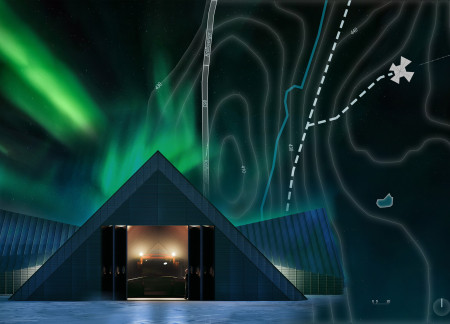 Aurora Viewing Deck Crafted from Kerto Wood and Steel Cladding in a Sustainable Community Hub