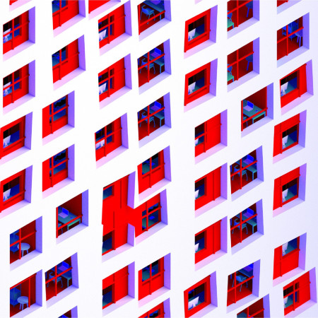 Playful Asymmetrical Facade Featuring Colorful Glass and Flexible Workspace Integration