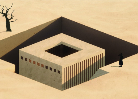 Earthen Shelter Featuring Thermal Mass Construction and Sustainable Sand Materials