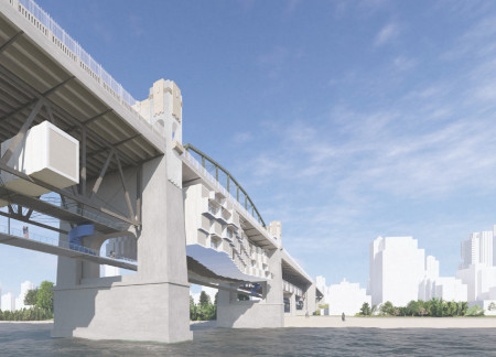 Charred Wooden Shingles and Steel Framework Redefine Urban Living Above Waterways