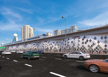 Sinusoidal Form Crafted from Biodegradable PLA with Kinetic Flooring in Urban Workspace Design