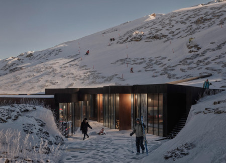 Charred Wooden Shingles and Living Walls in an Urban Community Center