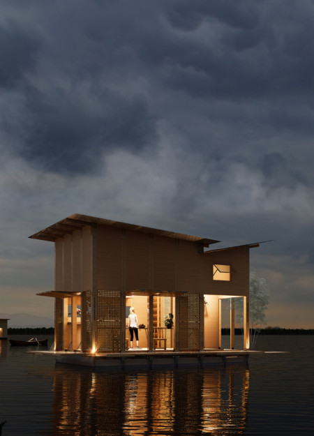 Floating Living Spaces Crafted from Sustainable Bamboo and Recycled Materials