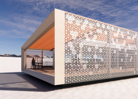 Charred Wooden Shingles and Biophilia in a Community-Centric Space