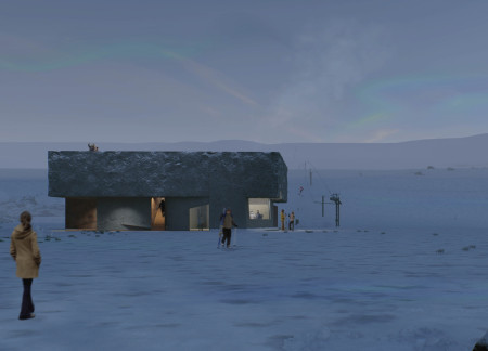 Volcanic Ash Facade and Flexible Interiors in Sustainable Ski Lodge Design