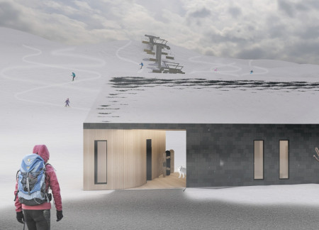 Slate Facade and Warm Wooden Interiors in a Functional Ski Retreat