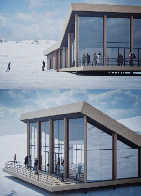 Charred Wooden Shingles and Glass Elevation Defining a Modular Ski Retreat