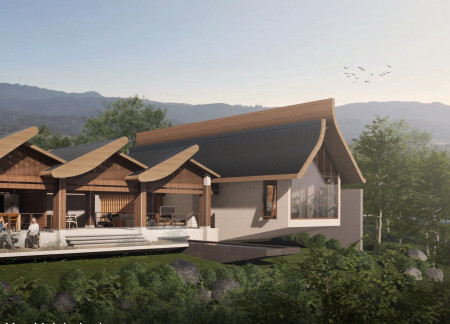 Charred Wooden Shingles Frame a Sustainable Villa Integrated with Its Landscape