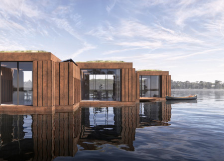 Floating Micro-Homes Built with Rainscreen Facade and Sustainable Timber Elements