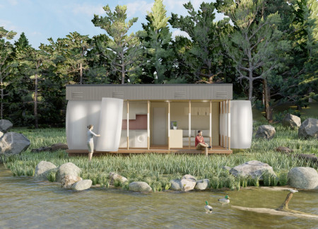 Pneumatic Membrane Walls and Kingspan Insulation in a Modern Micro Residence