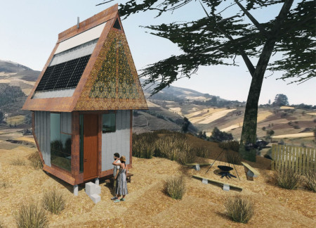 Corten Steel and Polycarbonate Integration in a Sustainable Microhome设计