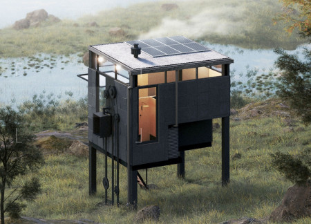 Cross-Laminated Timber and Charred Shingles Shape a Self-Sufficient Micro Home in the Forest