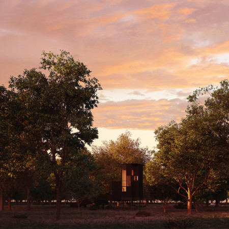 Translucent Glass Facades with Charred Wooden Shingles for Urban Mixed-Use Development