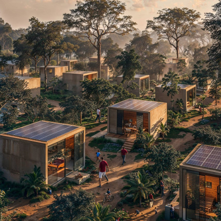 Charred Wood Shingles and Kingspan Insulation in Sustainable Modular Housing Solutions