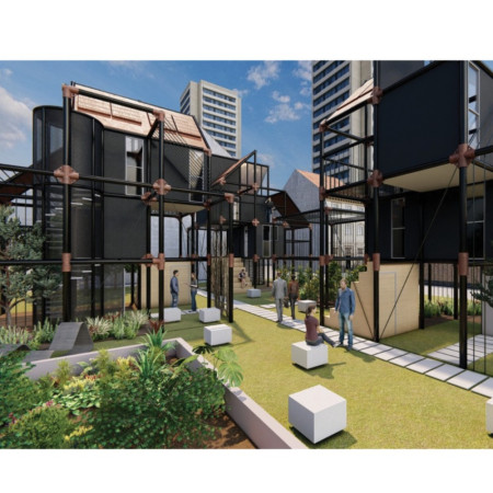 Modular Living Spaces Enhanced with Sustainable Sandwich Panels and Desert-Integrated Design