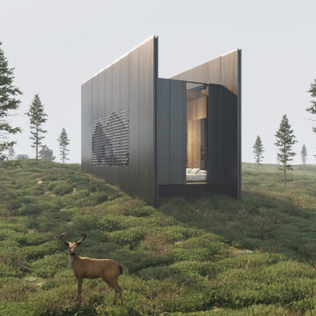 Charred Wooden Shingles and Metal Cladding in Earthquake-Resistant Modular Housing