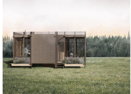 Hempcrete Insulated Dwelling with Integrated Beehives and Urban Greenery