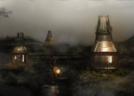 Charred Wooden Shingles and Cross-Laminated Timber Panels in Compact Community Housing