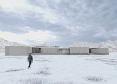 Elevated Structures with Volcanic Stone and Glass Facades for Outdoor Enthusiasts