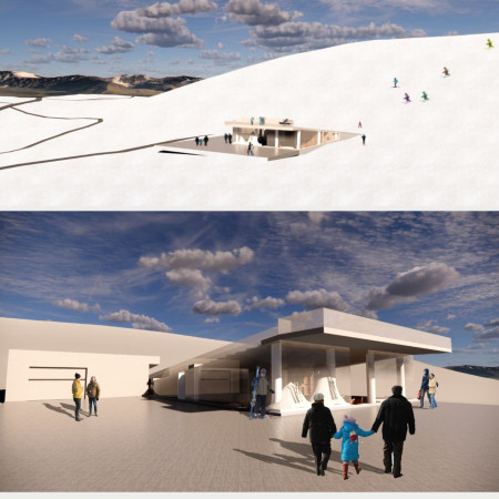 Ski Cabin Featuring Subterranean Basalt Walls and Low-E Glass Facades