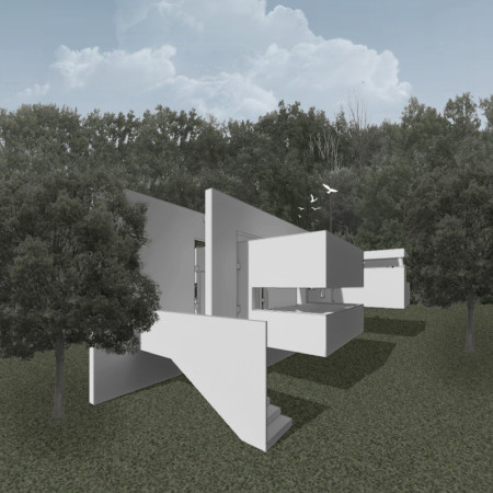 Natural Light Sanctuary Encased in Concrete with Vertical Gardens