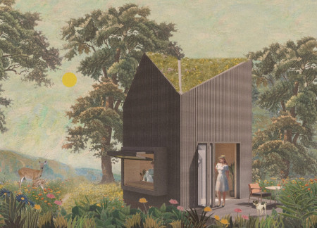 Charred Wooden Shingles and Cross-Laminated Timber Panels in Compact Urban Living Solutions