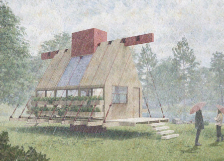 Suspended Living Spaces Crafted with Cross-Laminated Timber and Integrated Greenery