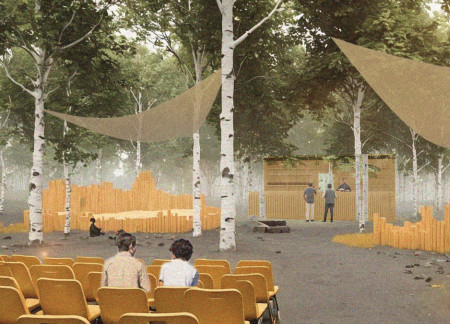 Acoustic Tubes and Birch Wood Blend Seamlessly in a Forest Performance Space