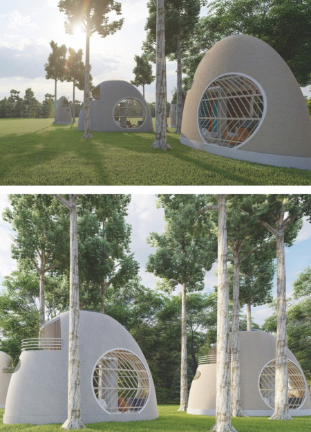 Bamboo Reinforced Structure Merging Elliptical Form with Sustainable Living Solutions