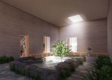 Light-Filtered Spaces Enhanced by Natural Stone and Warm Timber Elements