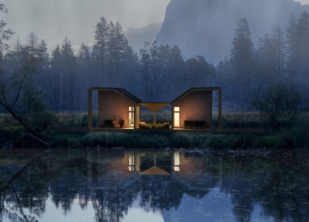 Accordion Space Created with Carbon Fiber and Wood for Efficient Living Solutions