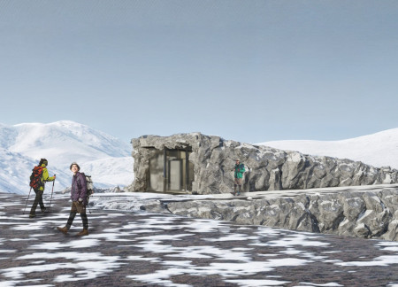 Natural Stone Retreat Featuring Split-Roof Design and Panoramic Views