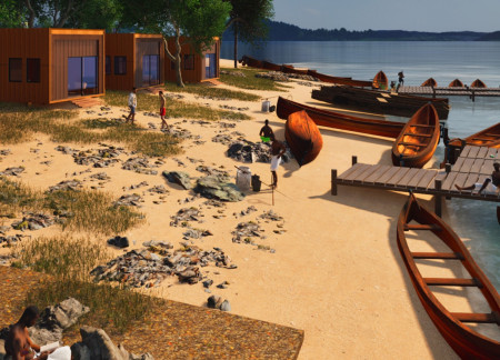 Charred Wooden Shingles and Cross-Laminated Timber Panels in an Eco-Friendly Community Solution